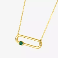 Womens Lab Created Green Emerald 14K Gold Over Silver Pendant Necklace