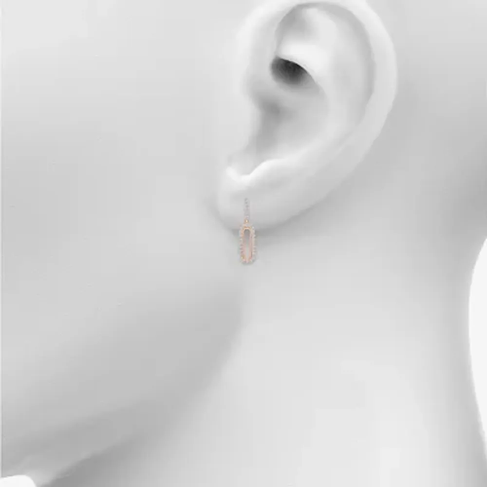 Lab Created White Sapphire 14K Rose Gold Over Silver Drop Earrings