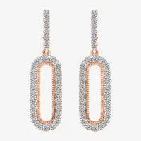 Lab Created White Sapphire 14K Rose Gold Over Silver Drop Earrings