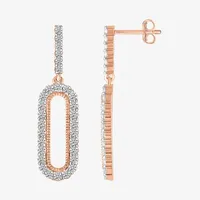 Lab Created White Sapphire 14K Rose Gold Over Silver Drop Earrings