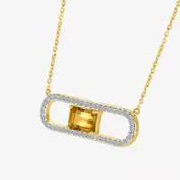 Womens Genuine Yellow Citrine 14K Gold Over Silver Pendant Necklace