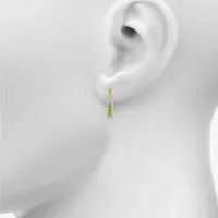 Genuine Green Peridot 14K Gold Over Silver Paperclip Drop Earrings