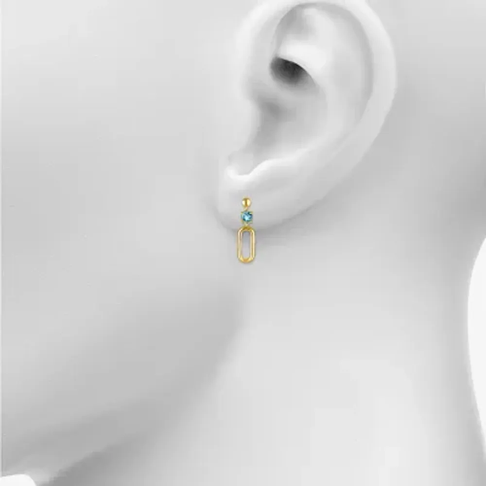 Genuine Blue Topaz 14K Gold Over Silver Drop Earrings