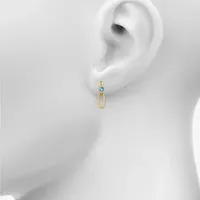 Genuine Blue Topaz 14K Gold Over Silver Drop Earrings