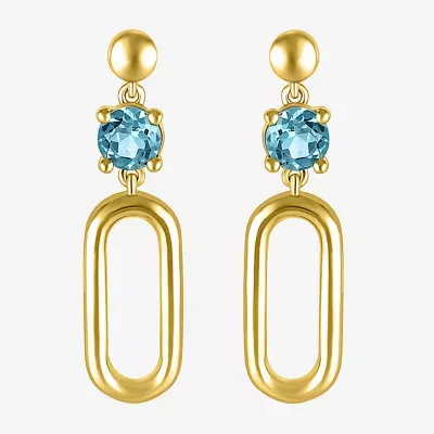 Genuine Blue Topaz 14K Gold Over Silver Drop Earrings