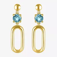 Genuine Blue Topaz 14K Gold Over Silver Drop Earrings