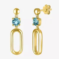 Genuine Blue Topaz 14K Gold Over Silver Drop Earrings