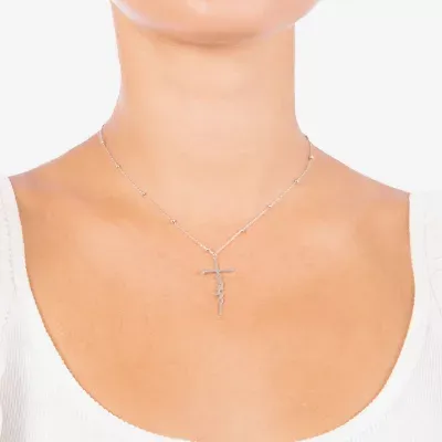 Womens Sterling Silver Cross Pendant Necklace