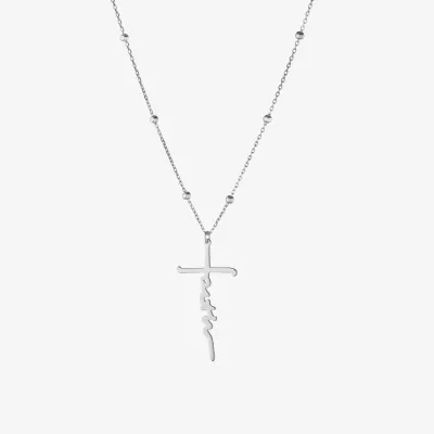 Womens Sterling Silver Cross 16 Inch Pendant Necklace