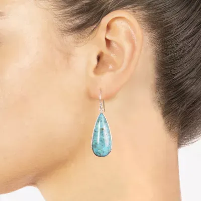 Enhanced Blue Turquoise Sterling Silver Pear Drop Earrings