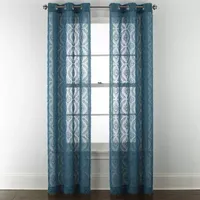 Distant Lands Ogee Clip Grommet Top Sheer Single Curtain Panels