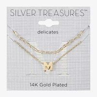 Silver Treasures Delicates Initial 14K Gold Over Brass 16 Inch Link Rectangular Pendant Necklace