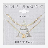 Silver Treasures Delicates Initial 14K Gold Over Brass 16 Inch Link Rectangular Pendant Necklace