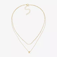 Silver Treasures Delicates Initial 14K Gold Over Brass 16 Inch Link Rectangular Pendant Necklace