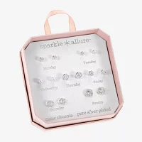 Sparkle Allure Days Of The Week 7 Pair Cubic Zirconia Earring Set