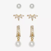 Mixit Hypoallergenic 3 Pair Simulated Pearl Earring Set