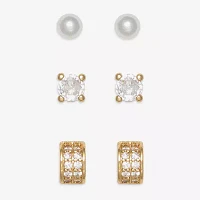 Mixit Hypoallergenic Gold Tone 3 Pair Simulated Pearl Earring Set