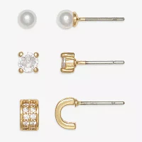 Mixit Hypoallergenic Gold Tone 3 Pair Simulated Pearl Earring Set