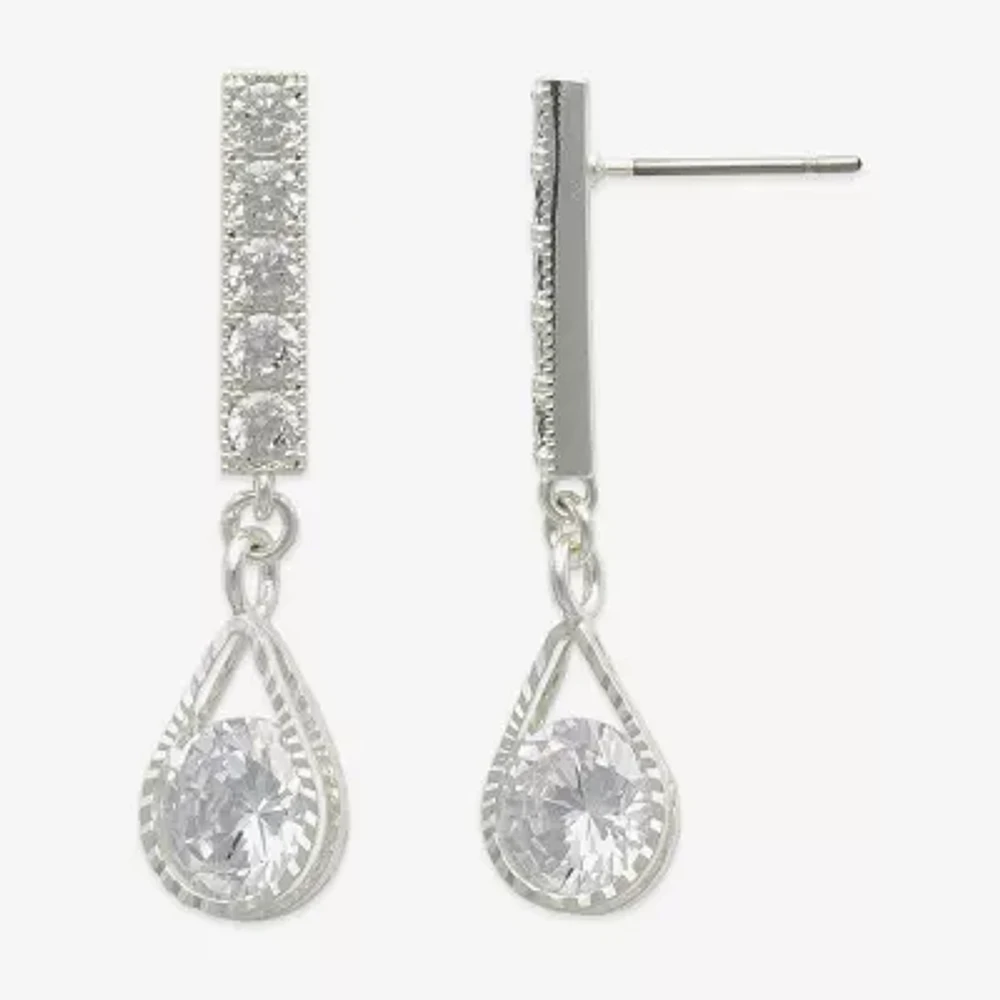 Mixit Hypoallergenic Silver Tone Cubic Zirconia Drop Earrings