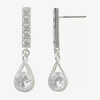 Mixit Hypoallergenic Silver Tone Cubic Zirconia Drop Earrings