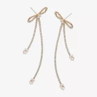 Mixit Hypoallergenic Gold Tone Cubic Zirconia Bow Drop Earrings