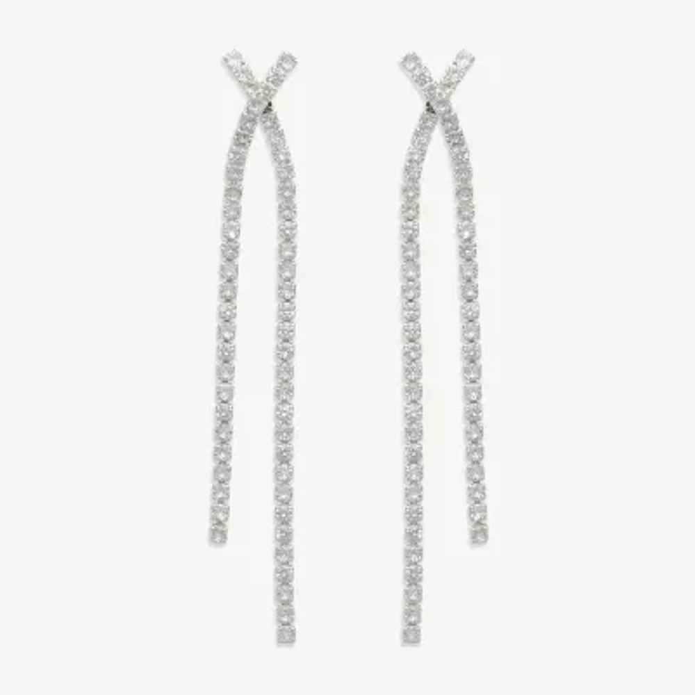 Mixit Hypoallergenic Silver Tone Cubic Zirconia Drop Earrings