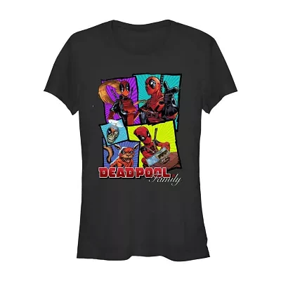 Juniors Womens Crew Neck Short Sleeve Deadpool Graphic T-Shirt