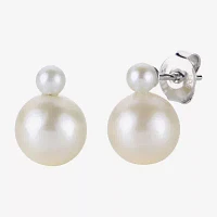 White Cultured Freshwater Pearl Sterling Silver 12mm Stud Earrings