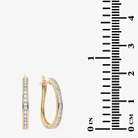 (H-I / Si2-I1) 1 CT. T.W. Lab Grown White Diamond 10K Gold 28.8mm Hoop Earrings