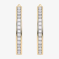 (H-I / Si2-I1) 1 CT. T.W. Lab Grown White Diamond 10K Gold 28.8mm Hoop Earrings