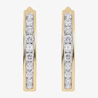 (H-I / Si2-I1) 1/2 CT. T.W. Lab Grown White Diamond 10K Gold 19.8mm Hoop Earrings