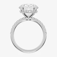 (G-H / Si1-Si2) Womens 5 1/2 CT. T.W. Lab Grown White Diamond 14K Gold Round Side Stone Engagement Ring