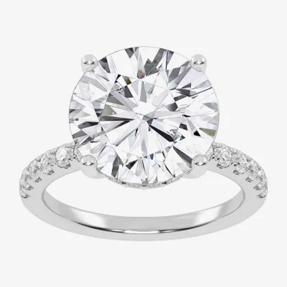 (G-H / Si1-Si2) Womens 5 1/2 CT. T.W. Lab Grown White Diamond 14K Gold Round Side Stone Engagement Ring