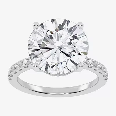 (G-H / Si1-Si2) Womens 5 1/2 CT. T.W. Lab Grown White Diamond 14K Gold Round Side Stone Engagement Ring