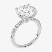 (G-H / Si1-Si2) Womens 5 1/2 CT. T.W. Lab Grown White Diamond 14K Gold Round Side Stone Engagement Ring