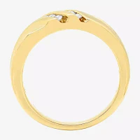 Mens 1/4 CT.T.W. Natural Diamond 10K Yellow Gold Slant Wedding Band