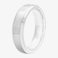 Personalized Mens Diamond-Accent 6mm Stainless Steel Wedding Band