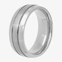 Personalized Mens 7.5mm Double-Grooved Titanium Wedding Band