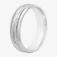 Personalized Mens 6mm Comfort Fit Sterling Silver Wedding Band