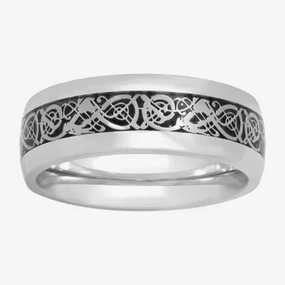 Mens Two-Tone Celtic Dragon Wedding Band