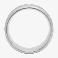 Mens Diamond-Accent Wedding Band Stainless Steel