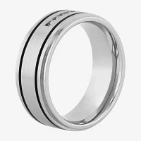 Mens Channel-Set Diamond Ring Stainless Steel