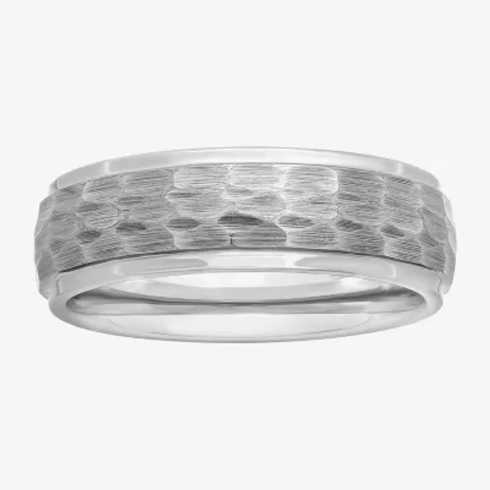 Mens Tungsten Carbide Hammered Wedding Band