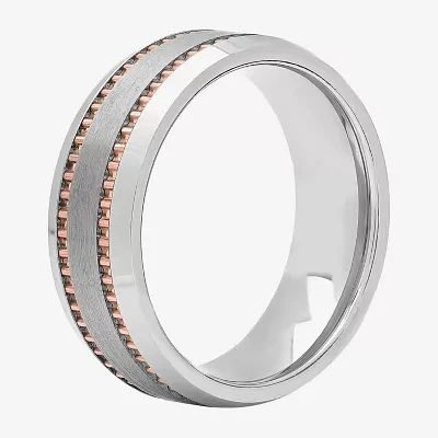 Mens Tungsten Carbide Two-Tone Wedding Band