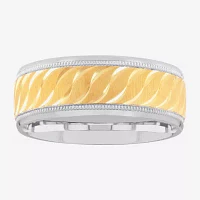 8MM 14K Gold Sterling Silver Wedding Band