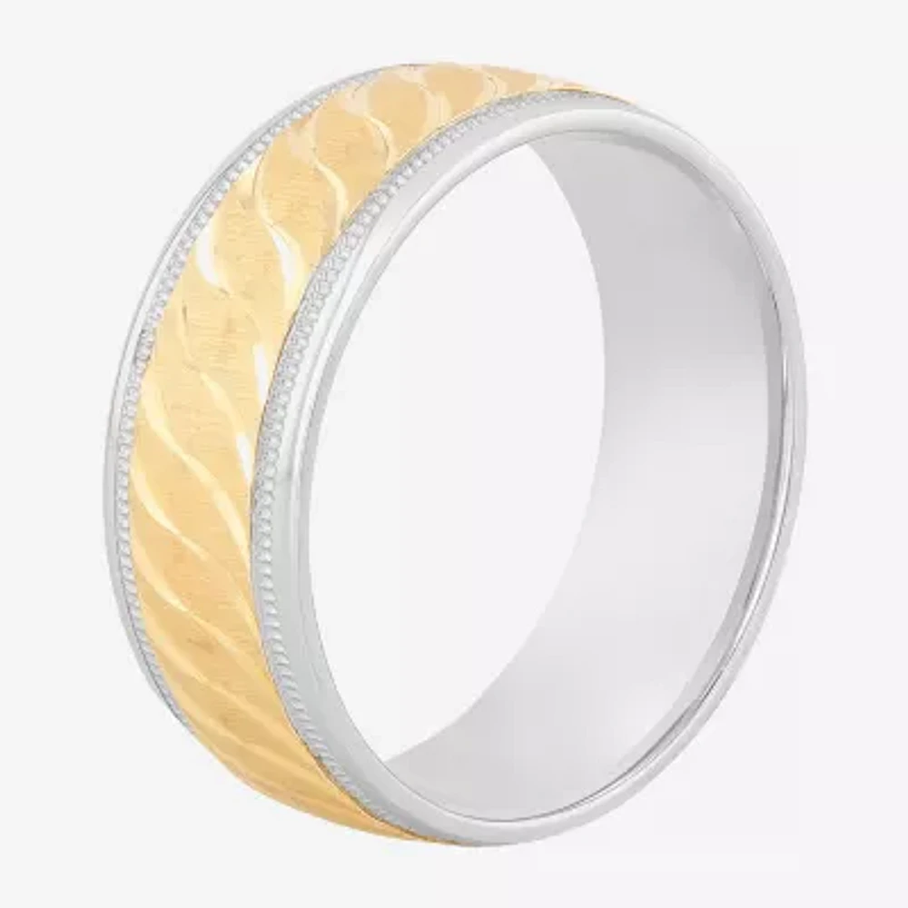 8MM 14K Gold Sterling Silver Wedding Band