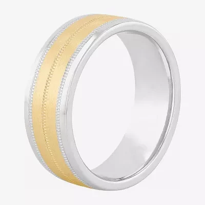 8MM 14K Gold Sterling Silver Wedding Band