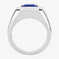 Mens Lab Created Blue Sapphire Sterling Silver Fashion Ring