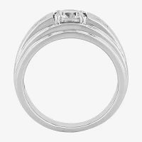 Mens Sterling Silver Cubic Zirconia Ring