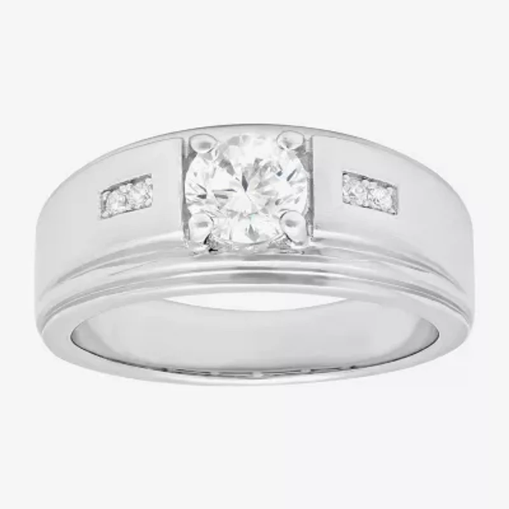 Mens Sterling Silver Cubic Zirconia Ring